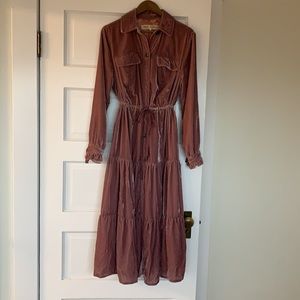 Free People Velvet Bella Donna Duster- Mauve Woods